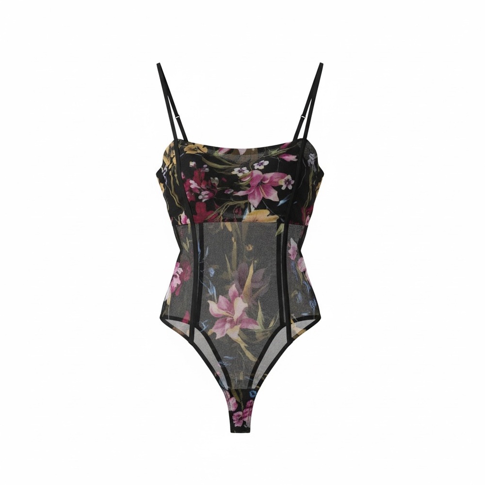 Timing Vibrant Floral Mesh Top